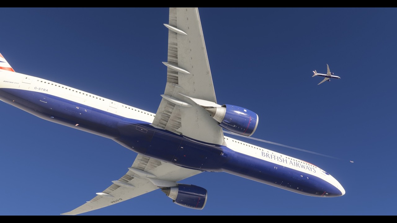 Посадка самолета 777-300ER в аэропорту Хитроу при боковом ветре