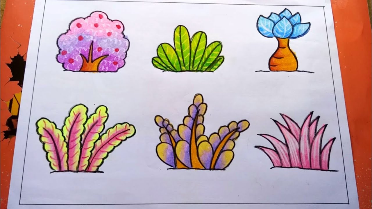 Cara Mewarnai Tanaman,  Bunga dan Rumput dengan Gradasi Crayon/Oilpastel