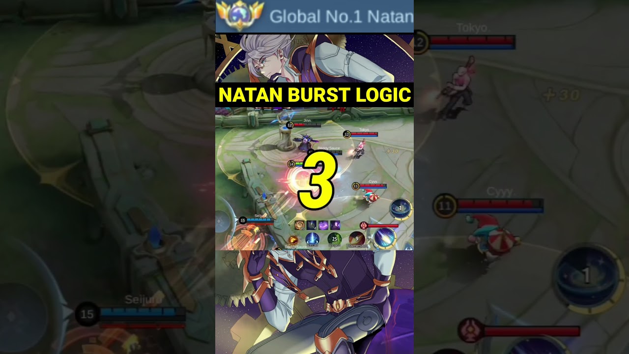 TOP 1 GLOBAL NATAN BURST BUILD LOGIC🔥🔥🔥 #Shorts #tiktok #MlbbShorts #reels