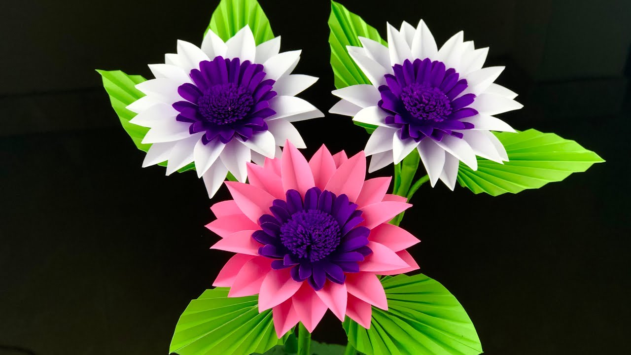 3 Paper Flower Making | Home Decor | Paper Flowers | Paper Crafts For School | Easy Crafts | Crafts