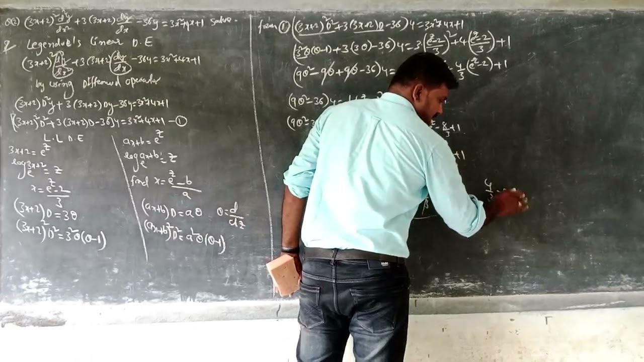 degree 1 st year maths legendre dIfferential equations (3x+2)^2d^2y/dx^2-3(3x+2)dy/dx-36y=3x2+4x+1