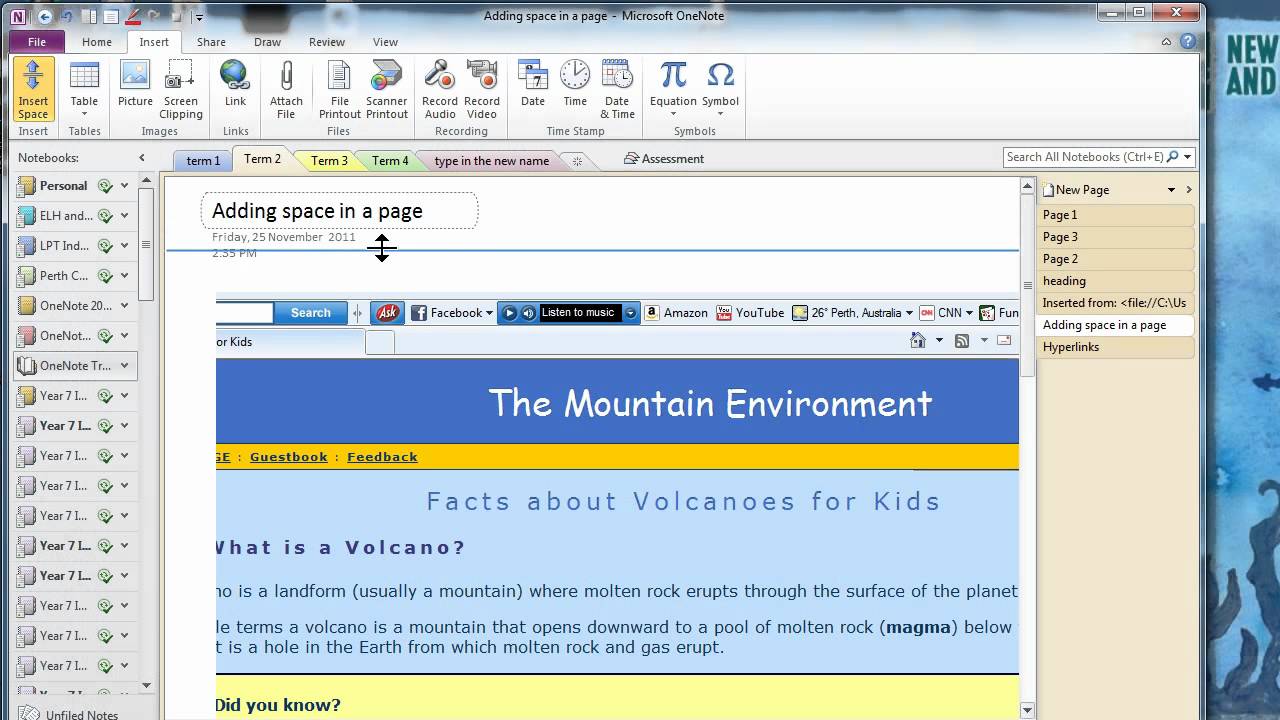 Adding Space in page - OneNote Skills