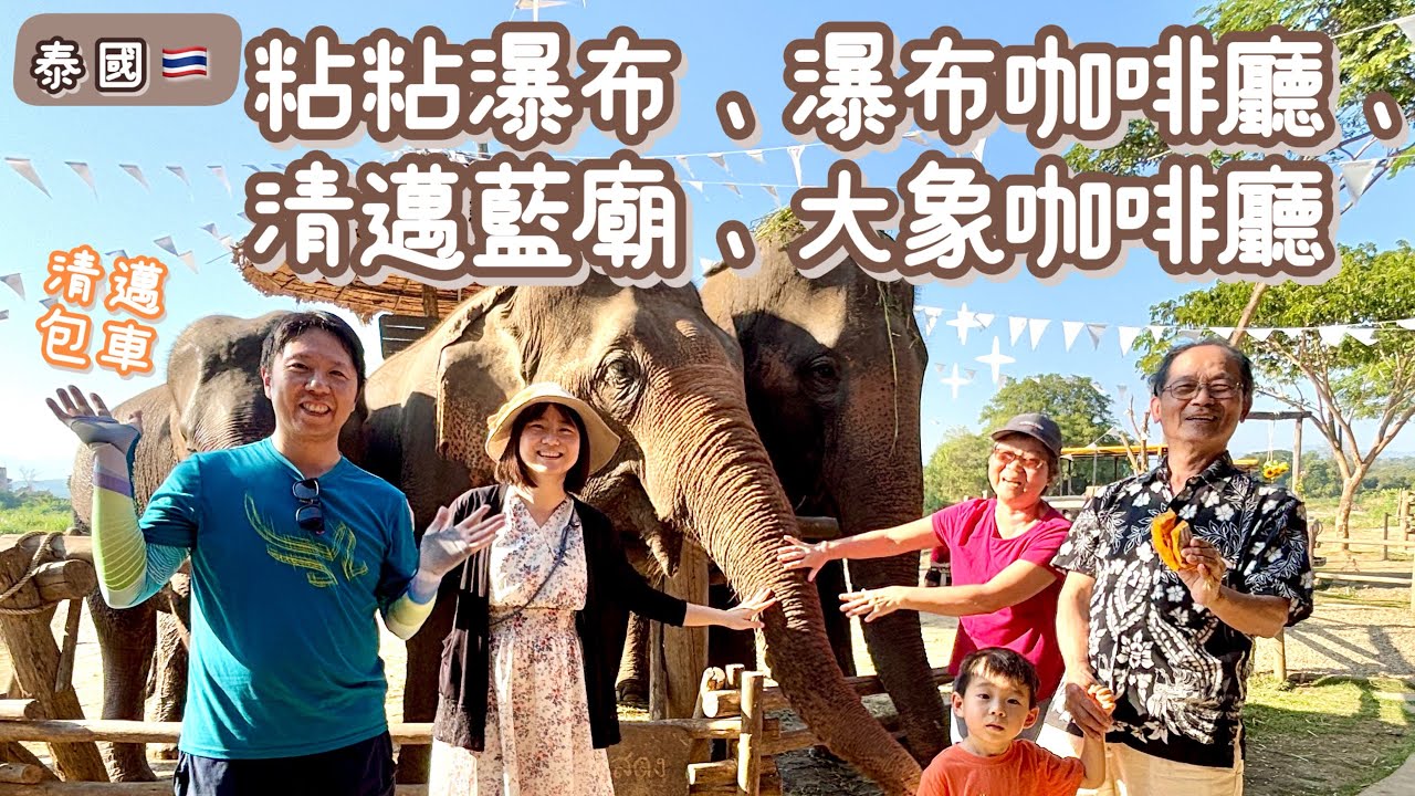 【泰國🇹🇭清邁】粘粘瀑布、天使瀑布咖啡廳、大象咖啡廳、清邁藍廟｜包車遊清邁