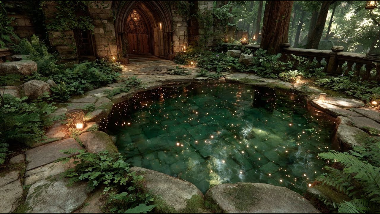 The Secret Garden Hot Spring | Medieval Fantasy Music & Animated Ambience