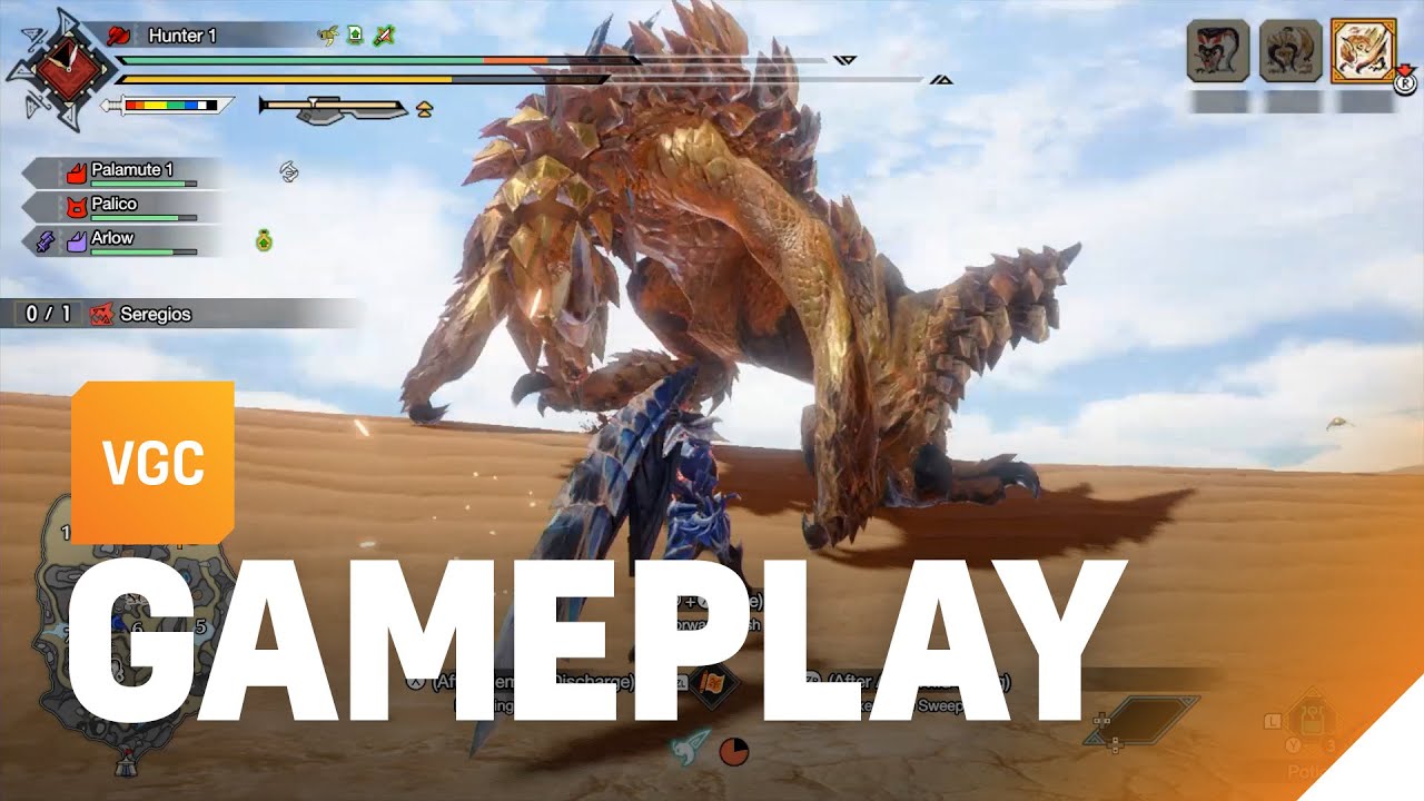 Monster Hunter Rise: Sunbreak Lunagaron and Seregios gameplay