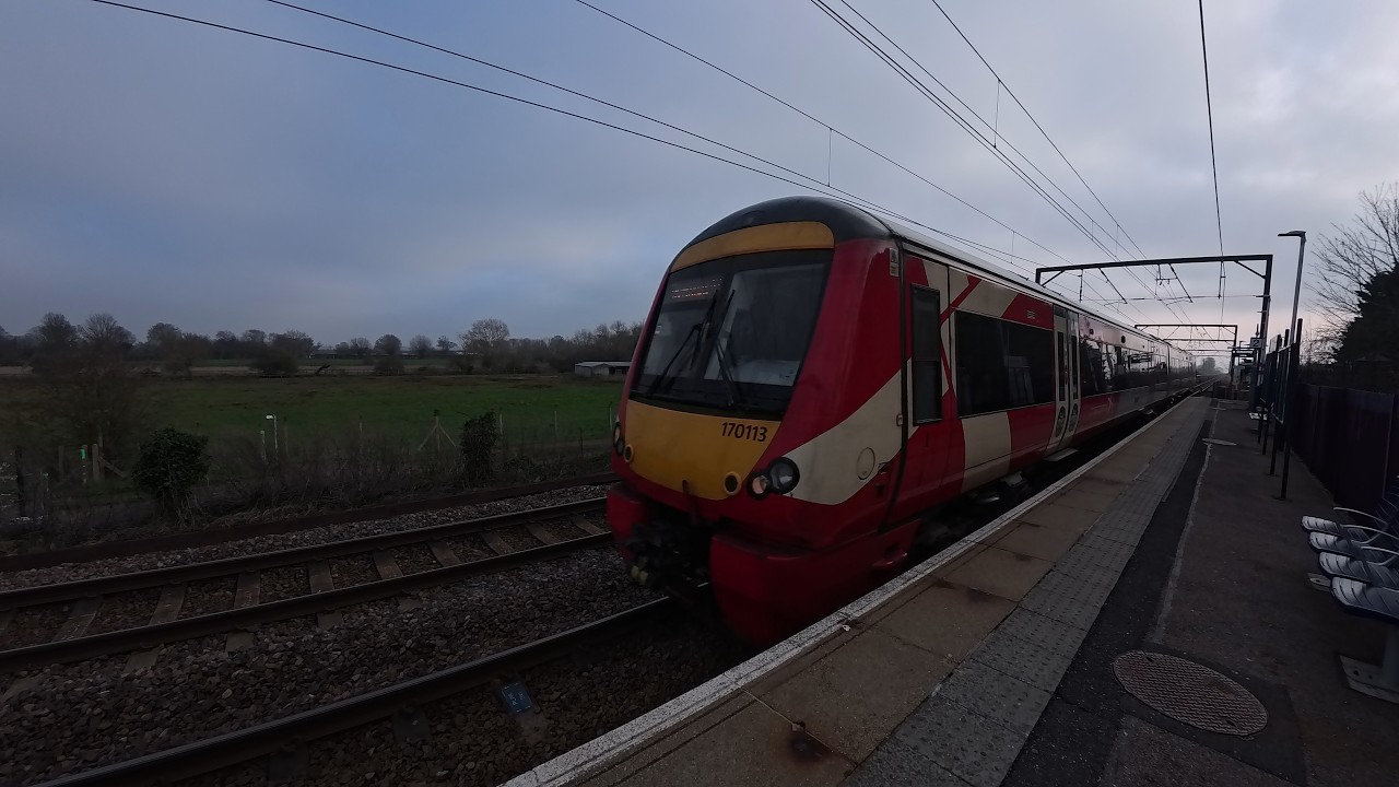 XC 170113 1N61 Stansted Airport to Birmingham New Street passing Waterbeach station 04.03.2026