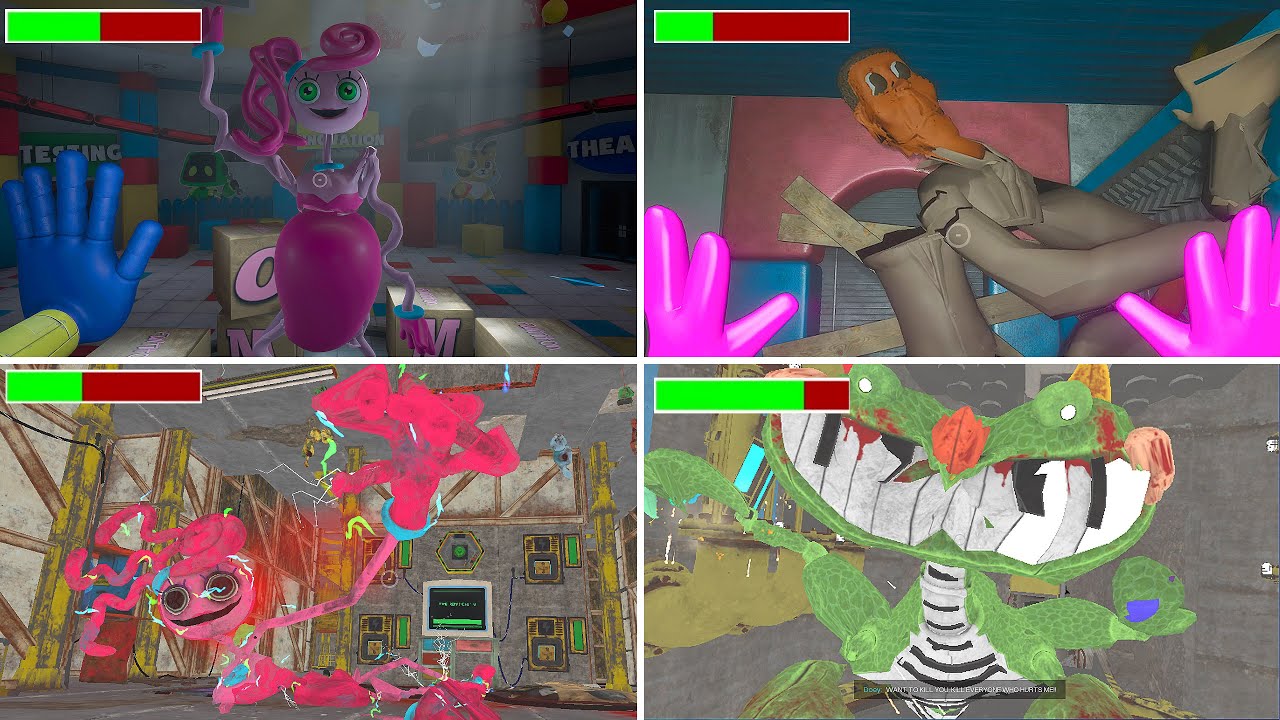 Poppy Playtime All Chapters 1-6|Every Chase and Jumpscare Shown Clearly with Updated Healthbars 2025