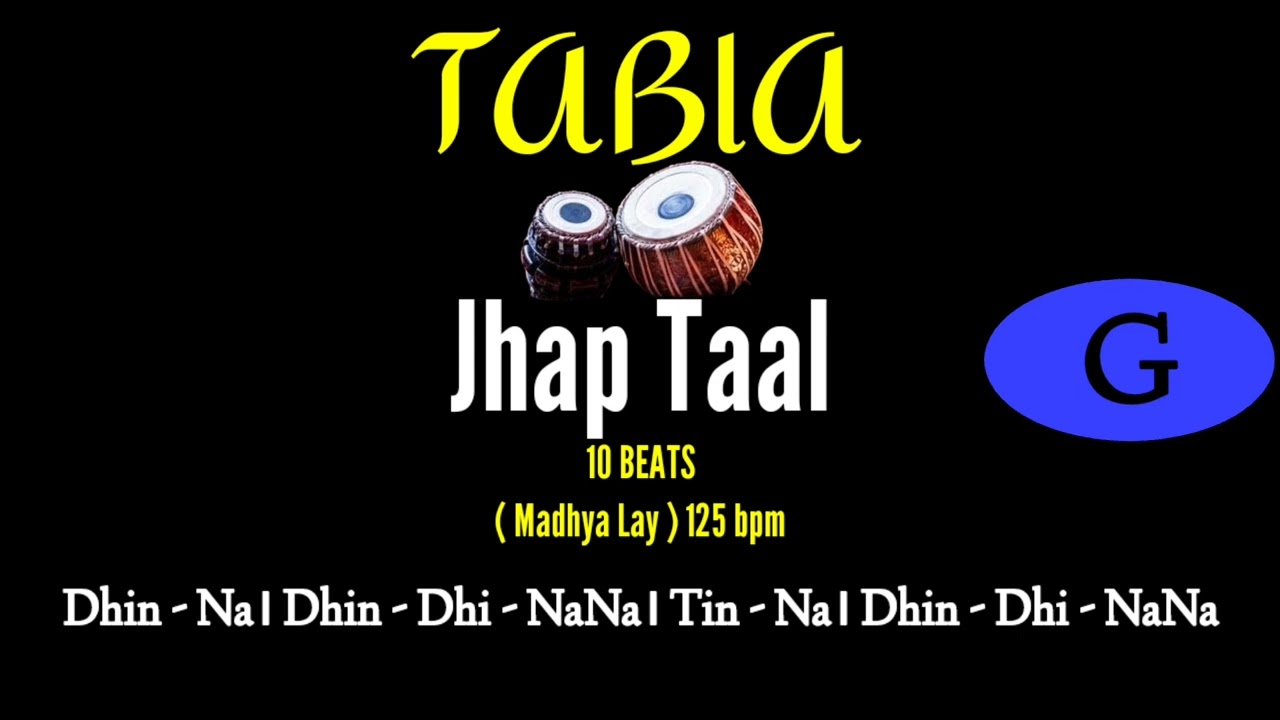 JHAP TAAL 10 BEATS 125 BPM। TABLA LOOP WITH TANPURA। G SCALE
