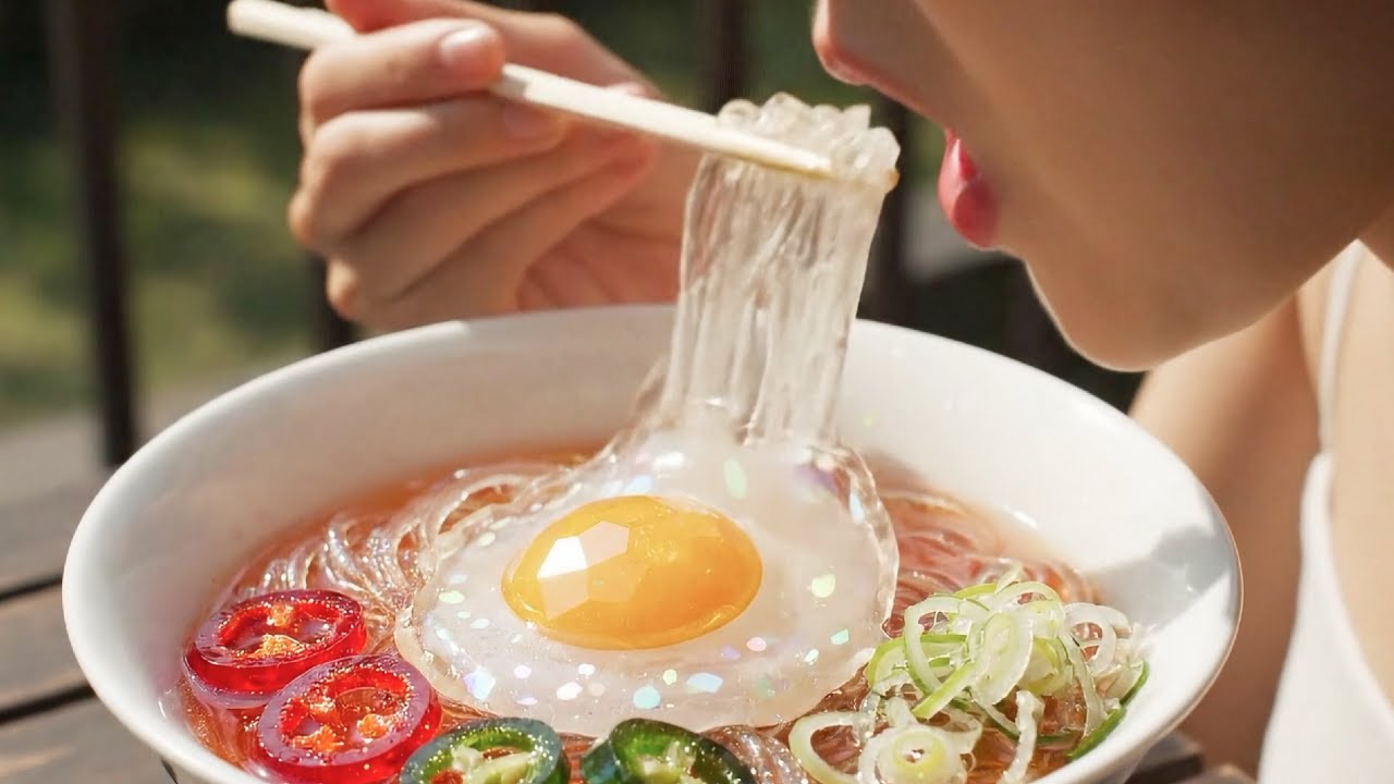 Making and Enjoying Spicy Glass Ramen 🍜✨
