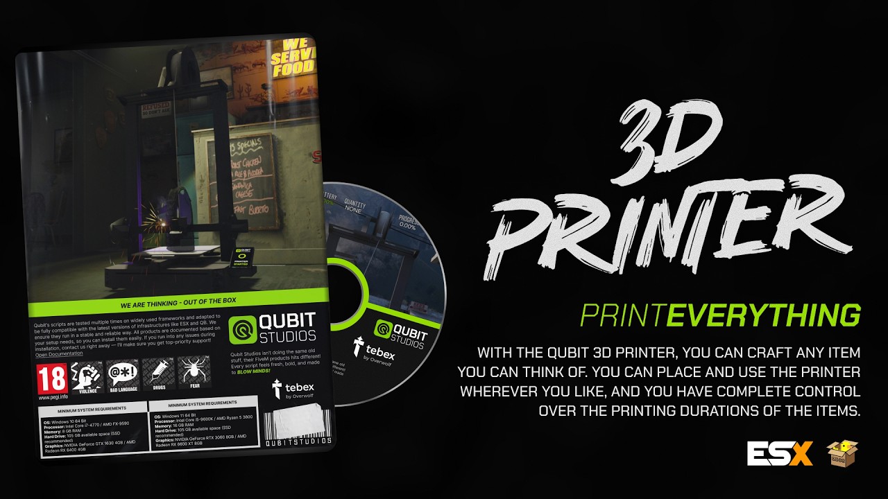 FiveM 3D Printer [QB/ESX] - Advanced Item Crafting System