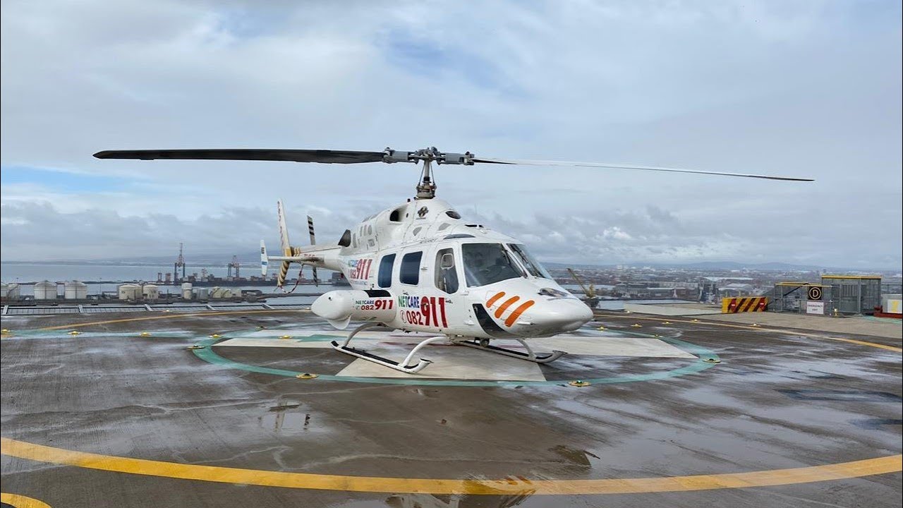 HEMS Bell 222 Hospital Departure