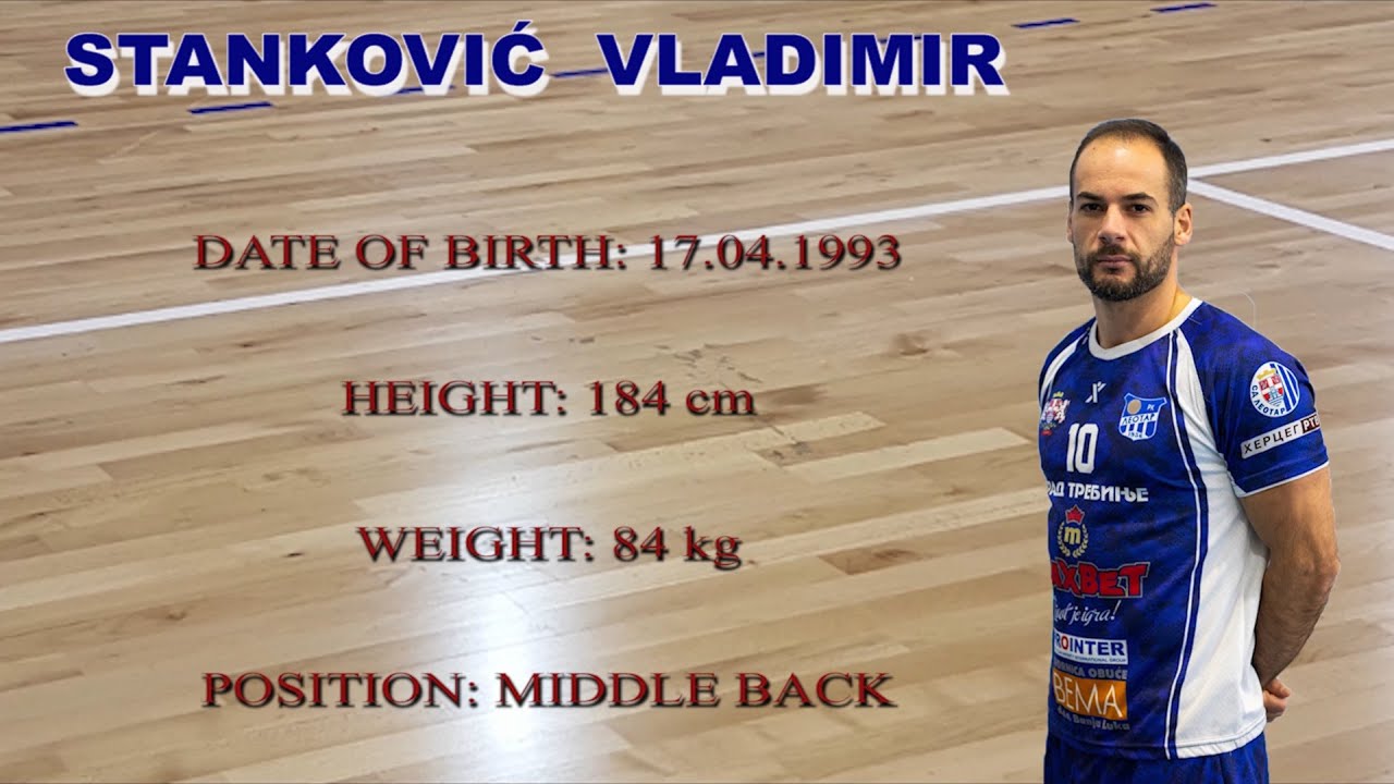 Stanković Vladimir Handball Player (RK Leotar) Middle Back
