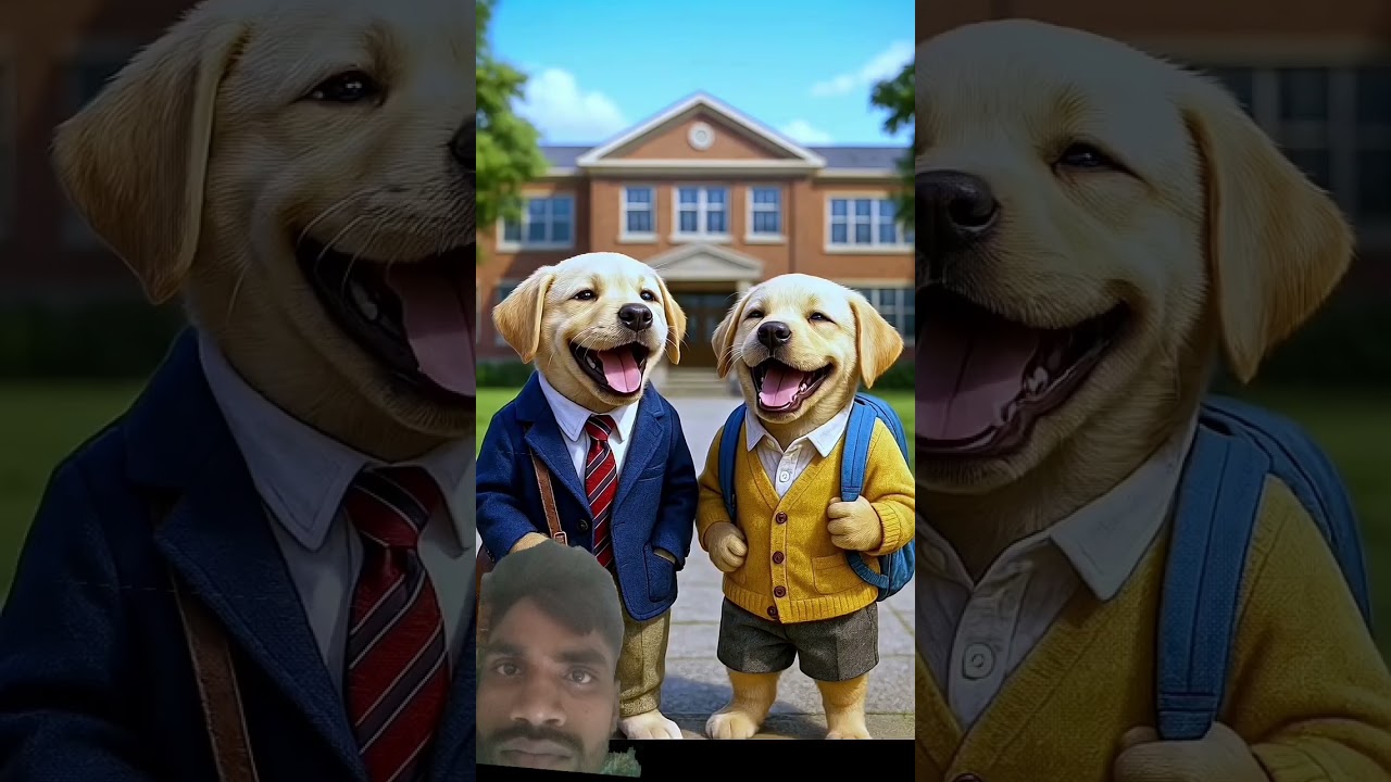 The cute Poor puppy hadn't school dress so, rich puppies teasing him 