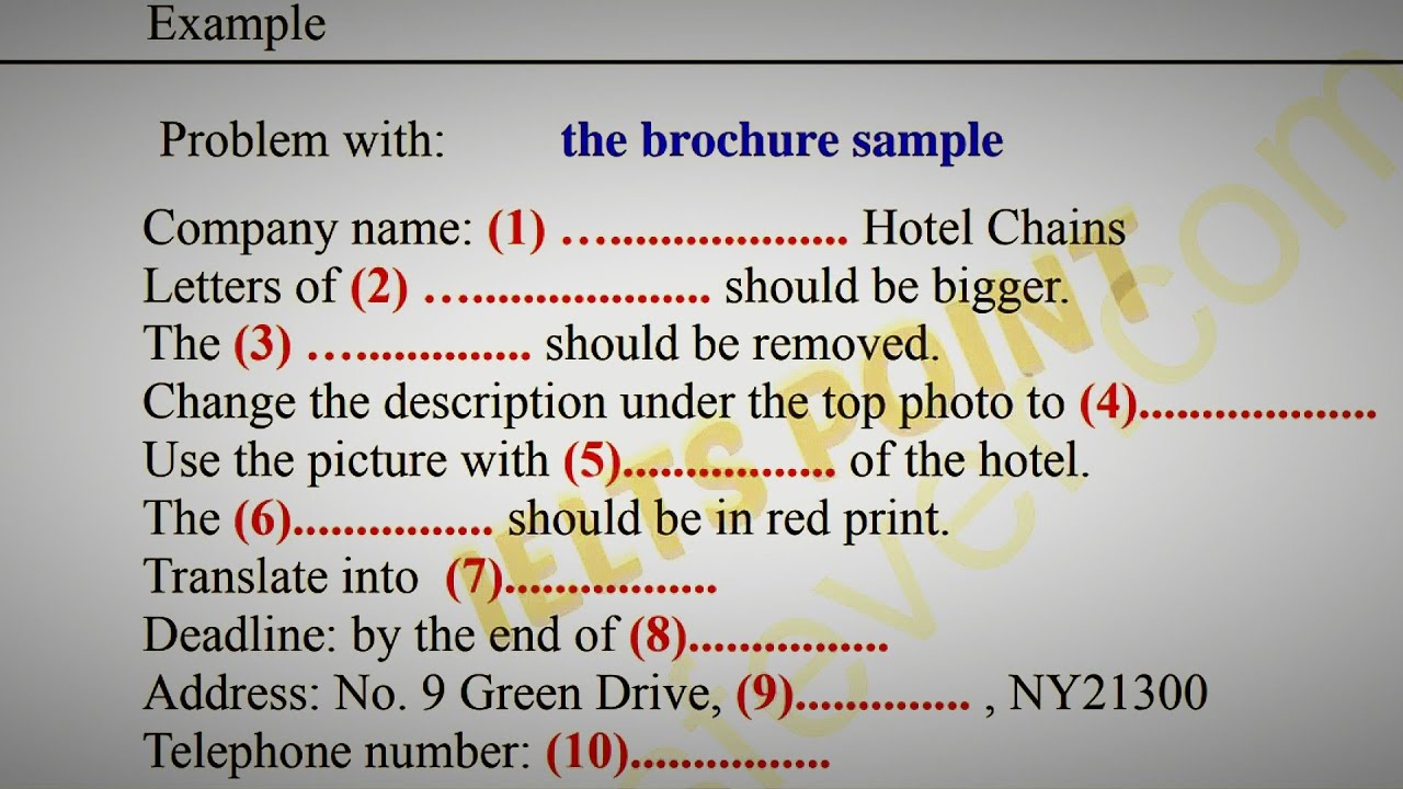 Problem with the brochure sample | ielts listening HD AUDIO | orignal