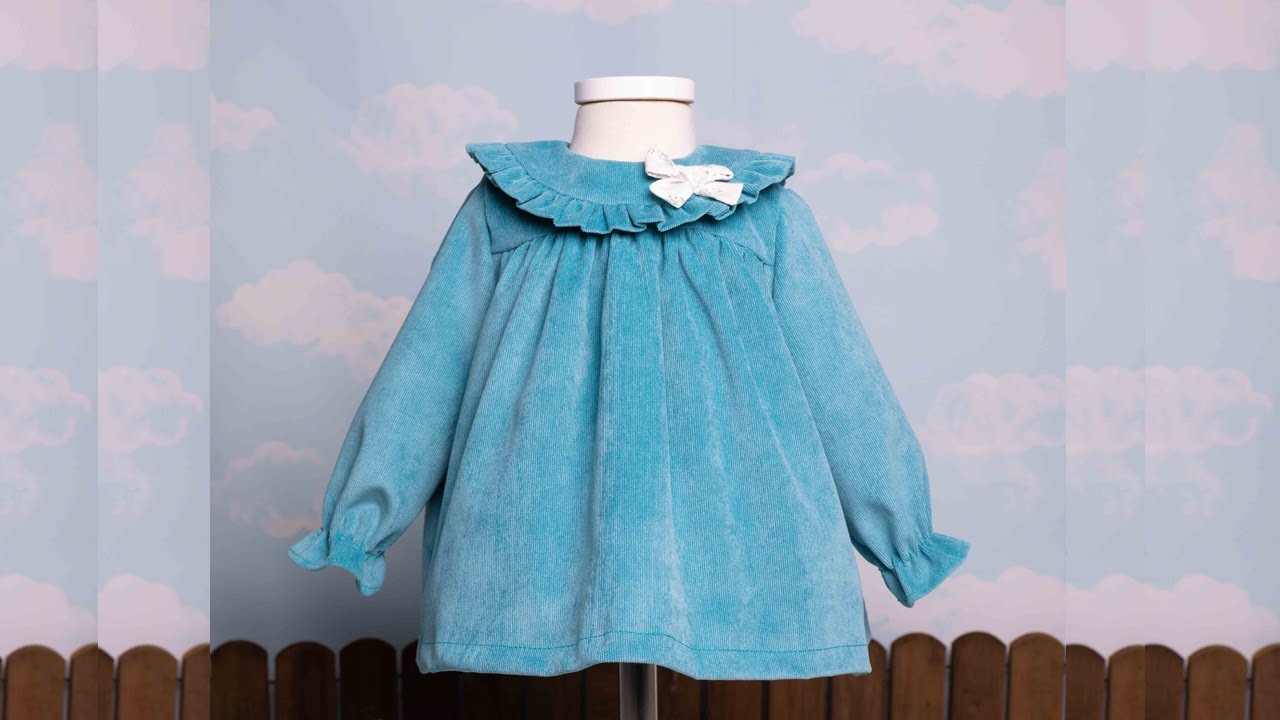 Vestido con cuello babero bebé y muñeca. REVISTA PATRONES INFANTILES nº 16