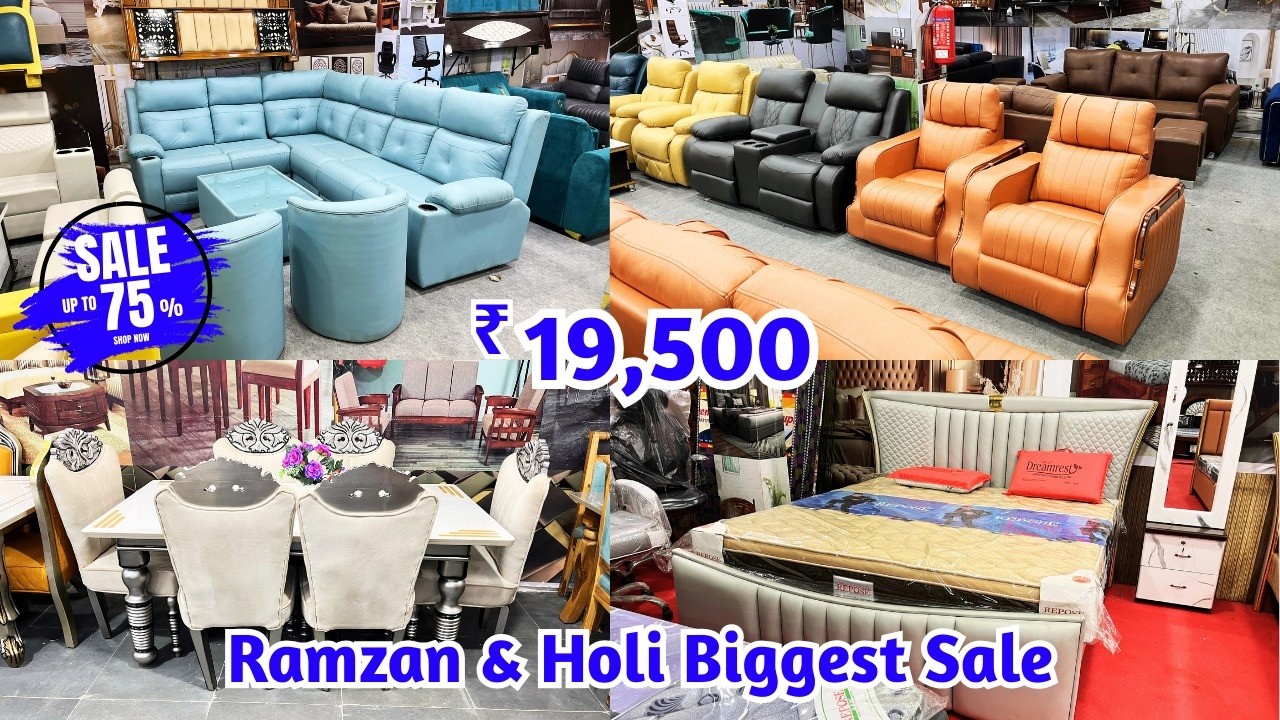 Ramzan & Holi Biggest Sale Upto 75% OFF On Premium Luxury Sofa's Recliners Dining Tables Coats