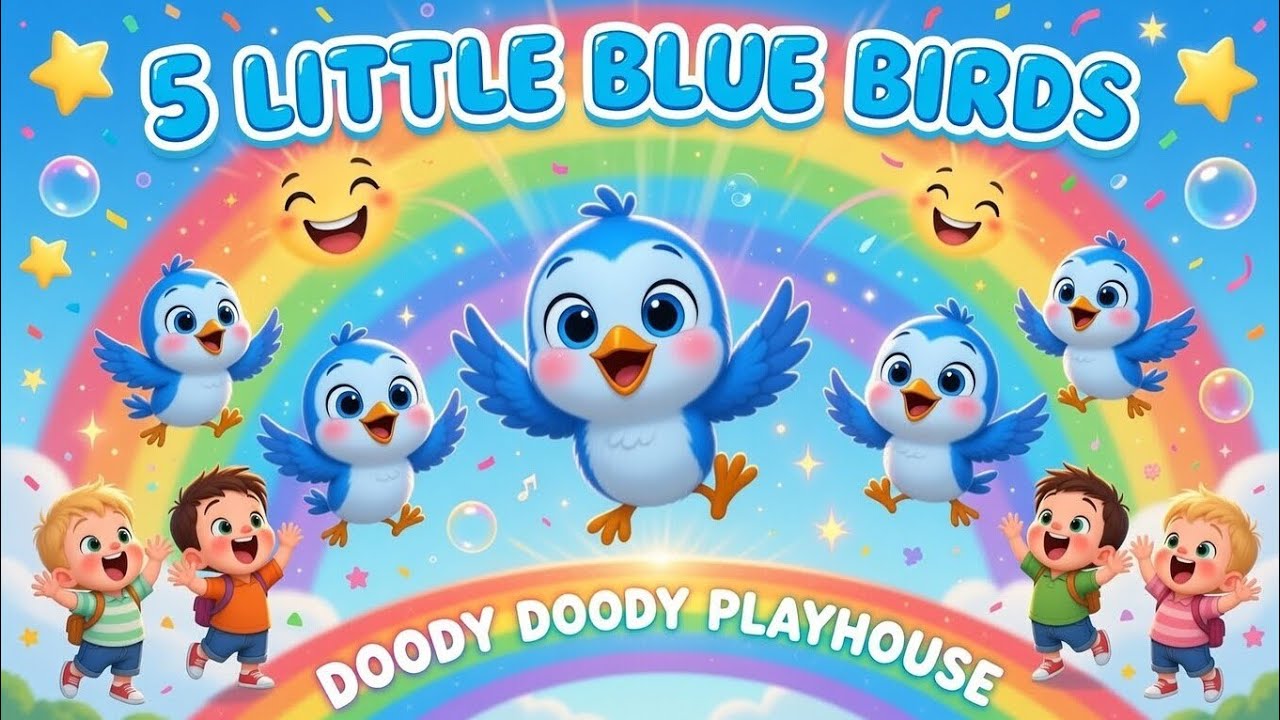 5 Little Blue Birds 🐦💙 | Fun Counting Song 1–5 | Sing • Dance • Count! 🌈 | @DoodyDoodyPlayhouse 