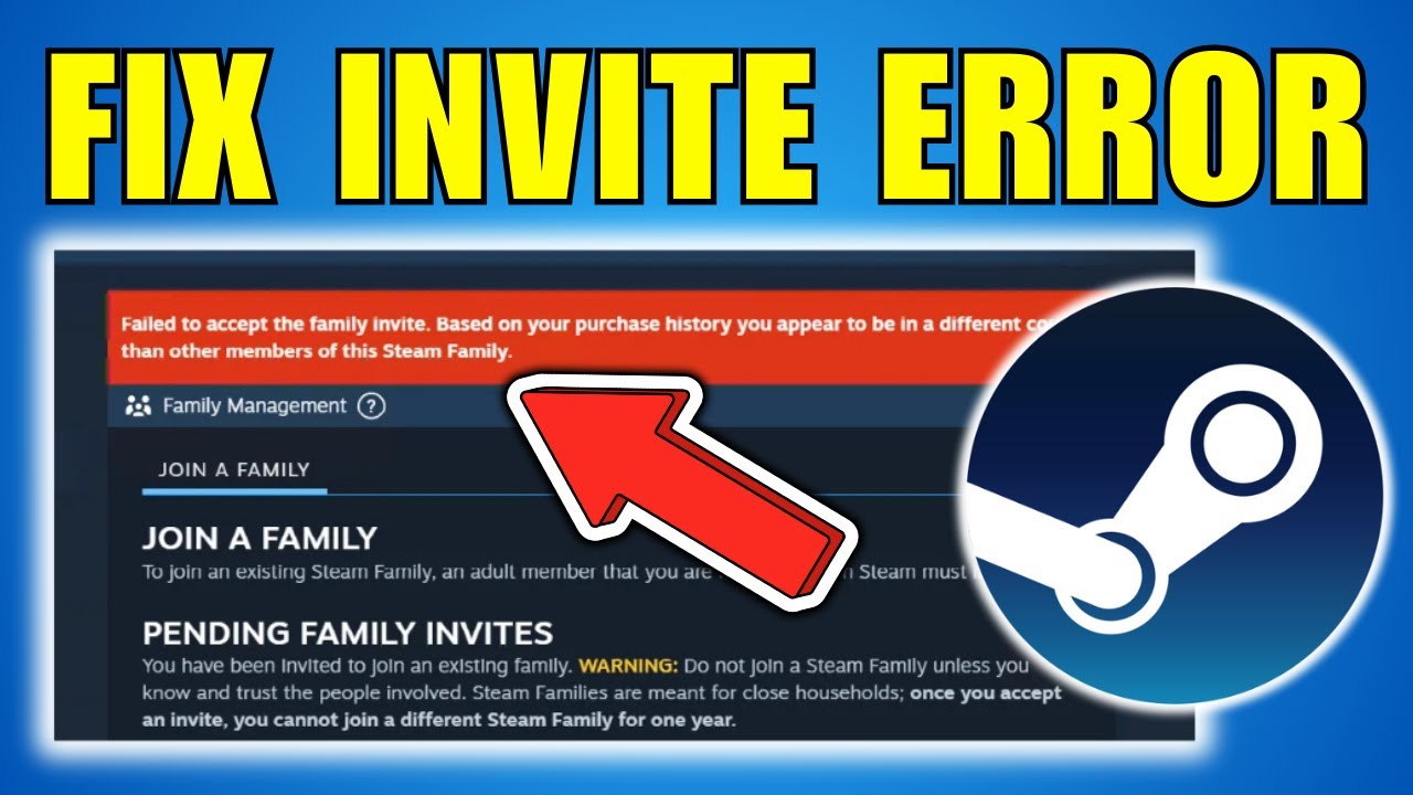 Исправление ошибки «Не удалось принять приглашение в семейный аккаунт» в Steam — полное руководство