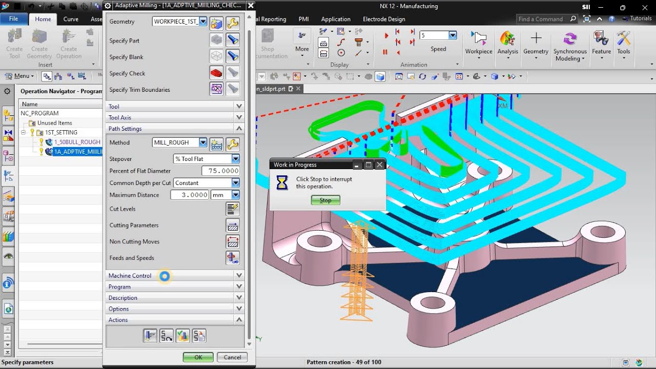 NX CAM BEGINNERS TUTORIAL | Adeptive milling