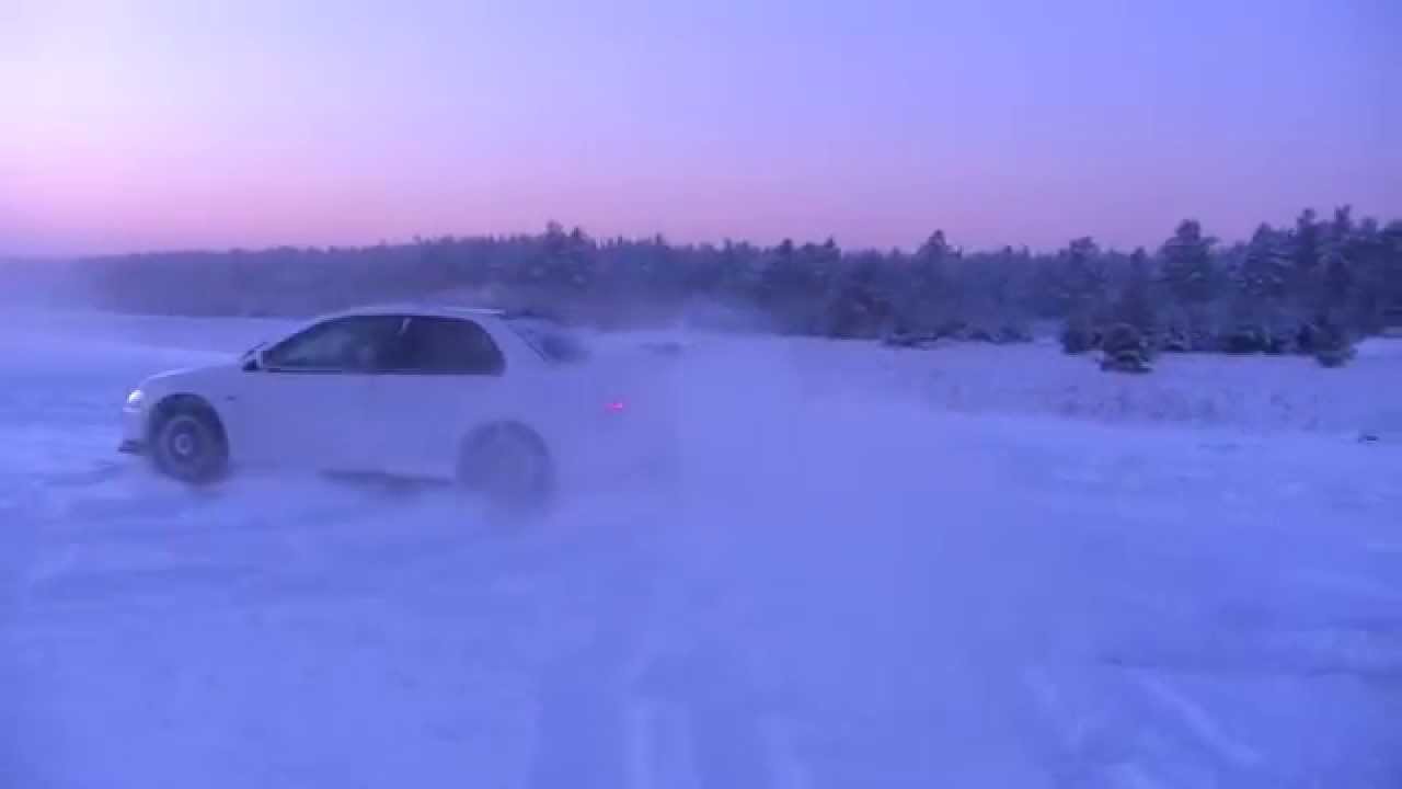 Evo IX fun on snow @ Runway Winter 2009 drift sideways fun