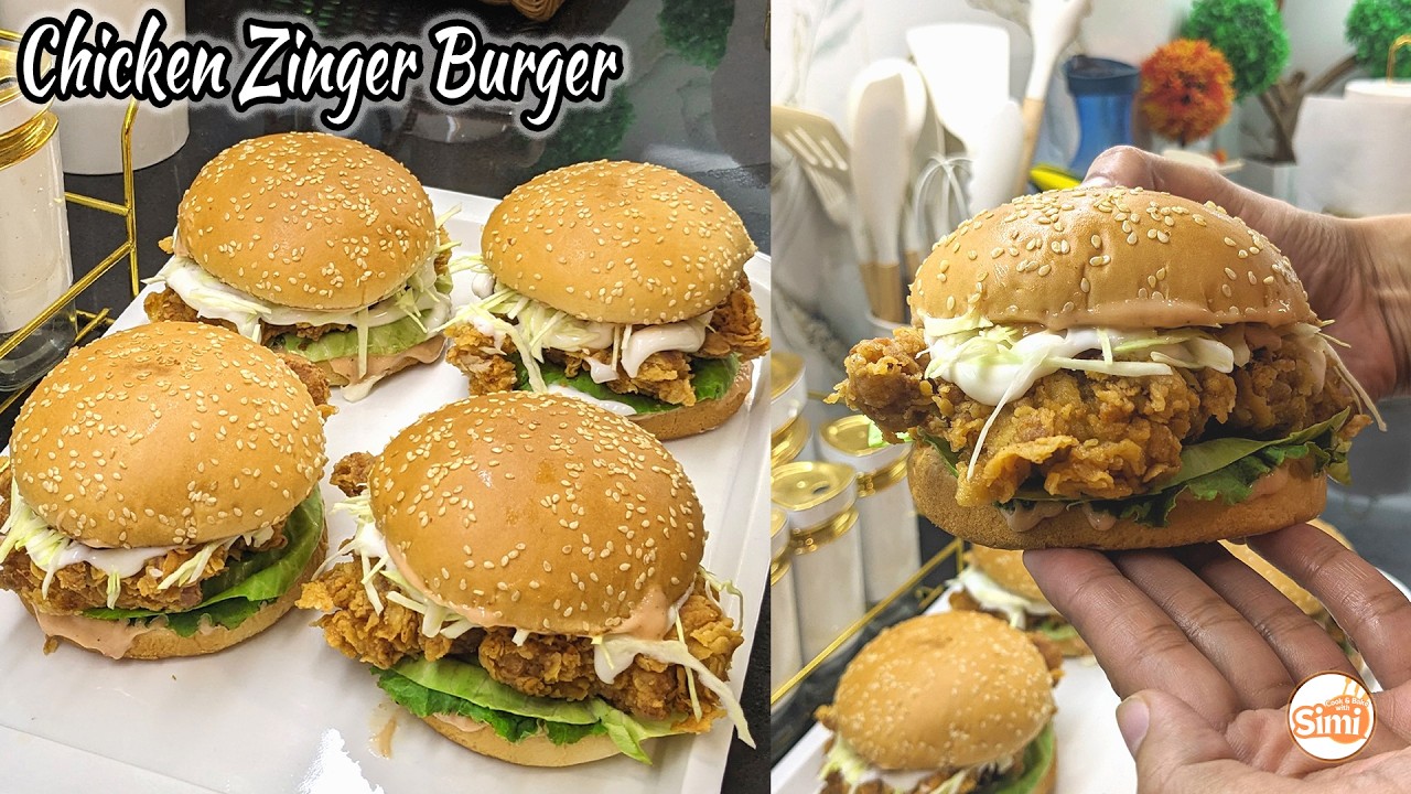 Chicken Zinger Burger Recipe | Crispy Homemade Zinger Burger | Restaurant Style Chicken Burger