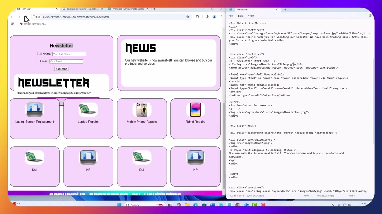 Creating a Newsletter by following the final designs