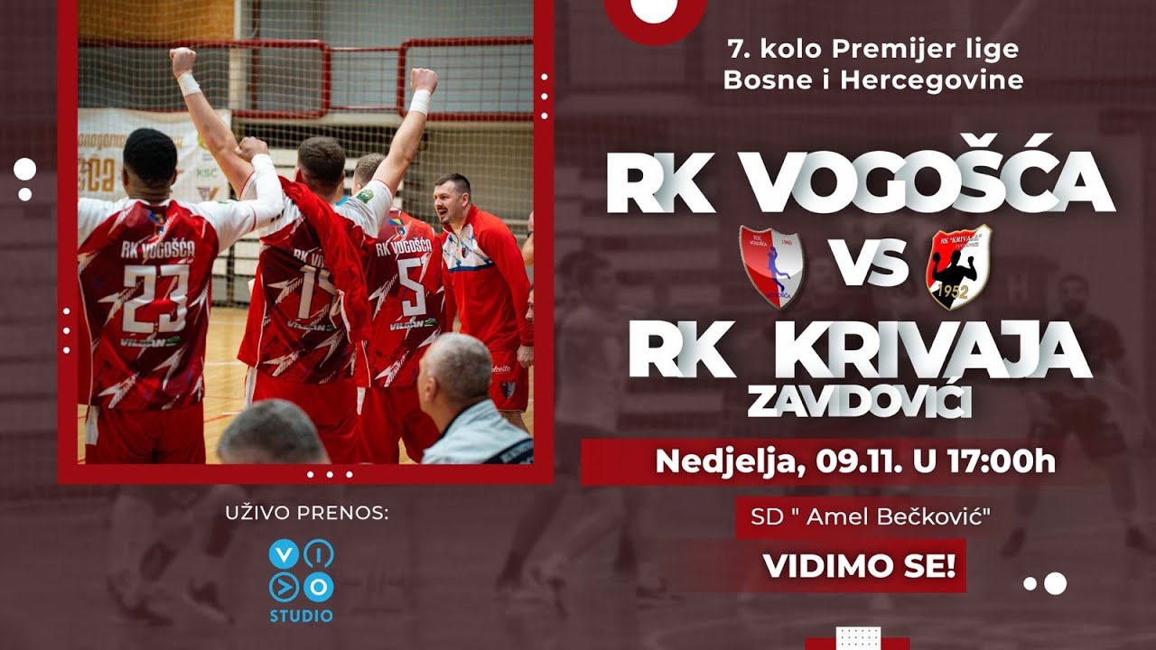 RK Vogošća - RK Krivaja  / 7. KOLO Premijer lige Bosne i Hercegovine / PRENOS UŽIVO /