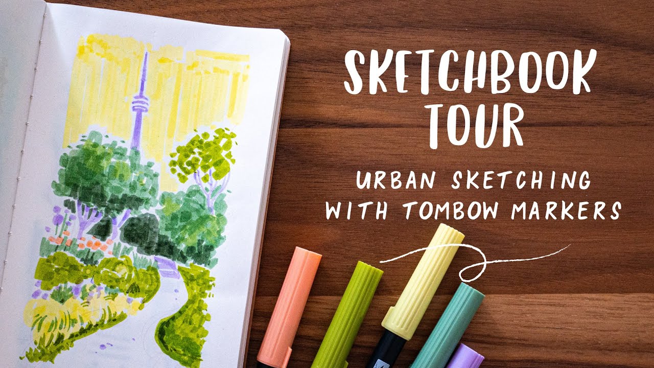 Marker sketchbook tour: urban sketching with Tombow dual brush pen art markers