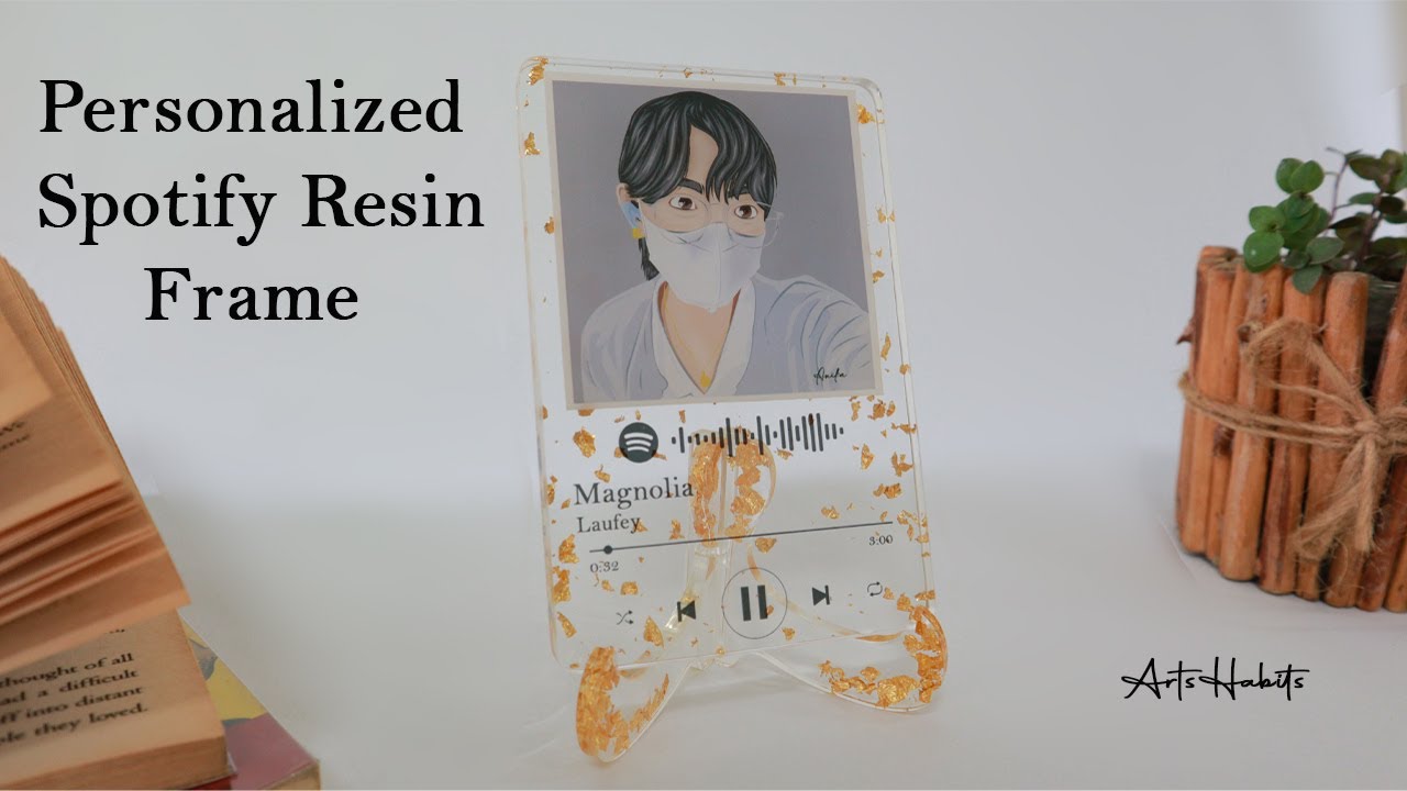 Personalized resin spotify frame |  spotify code photo frame | resin art photo frame