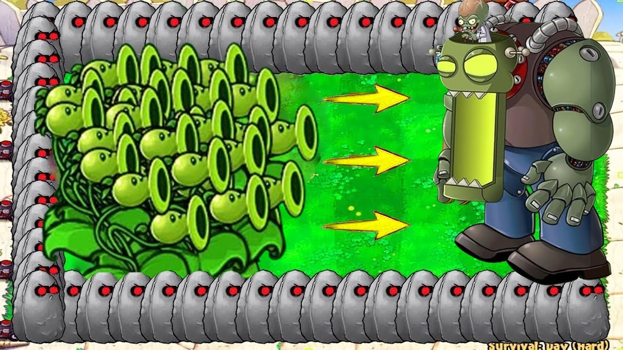 Threepeater Gatling Vs Giga Gargantuar Vs Dr Zomboss Plants Vs Zombies Battlez