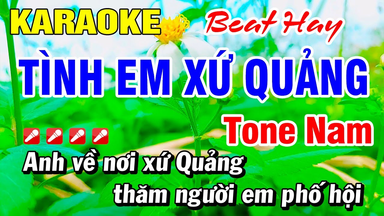 Karaoke Tình Em Xứ Quảng (Beat Hay) Tone Nam Nhạc Sống | Hoài Phong Organ