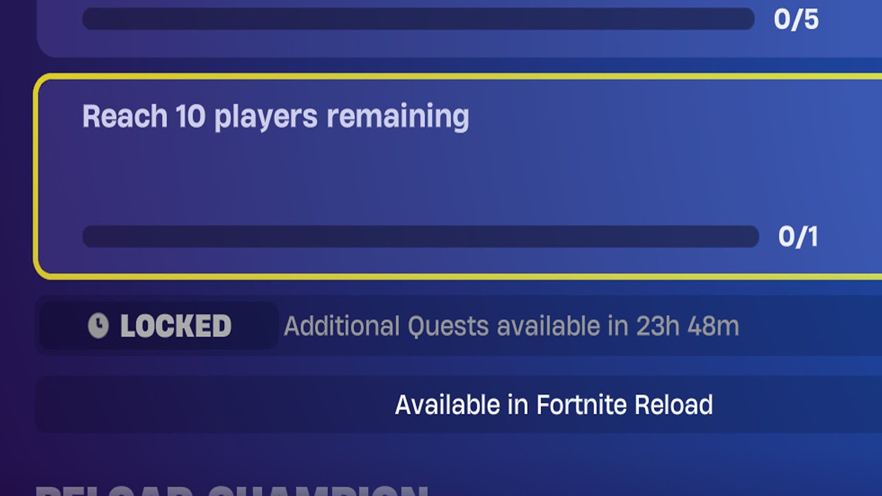 Easily Reach 10 players remaining - Fortnite Battle royale Champion quests