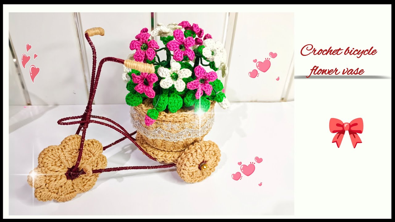 Crochet bicycle flower vase (part 1) || cara membuat vas bunga sepeda rajut