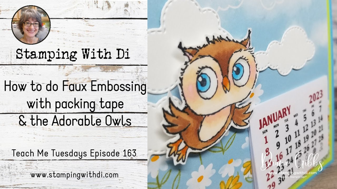 💡How to do Faux Embossing with Packing Tape & the Adorable Owls - Teach Me Tuesdays Episode 163