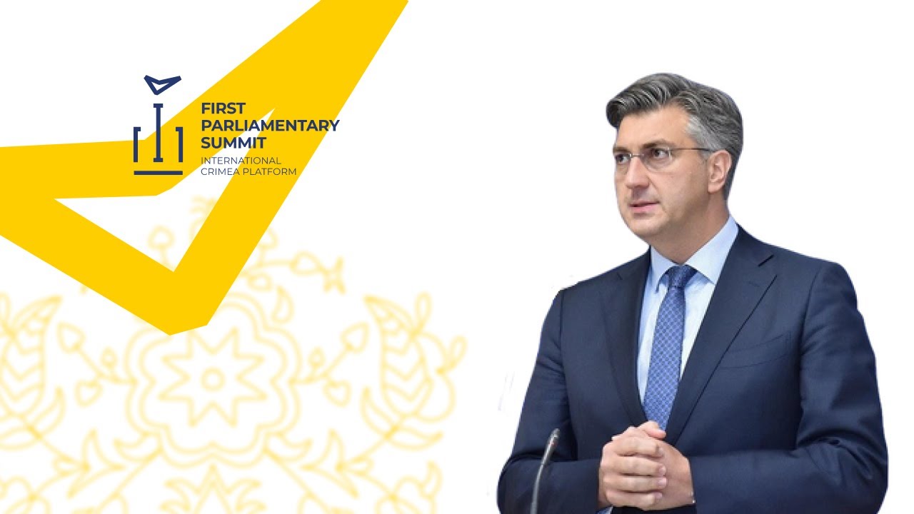 Prime Minister of Croatia Andrej Plenković at the plenary session of the First Parliamentary Summit