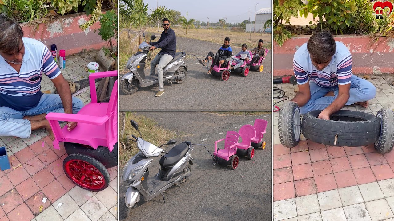 Builds the toddler train out of tires - Reuse Ideas