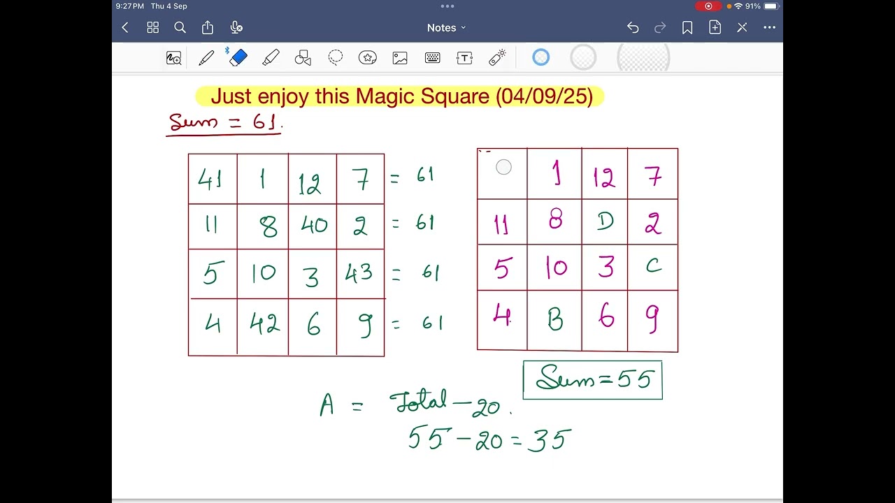 Solution: How to make such Magic Square?(04/09/25)