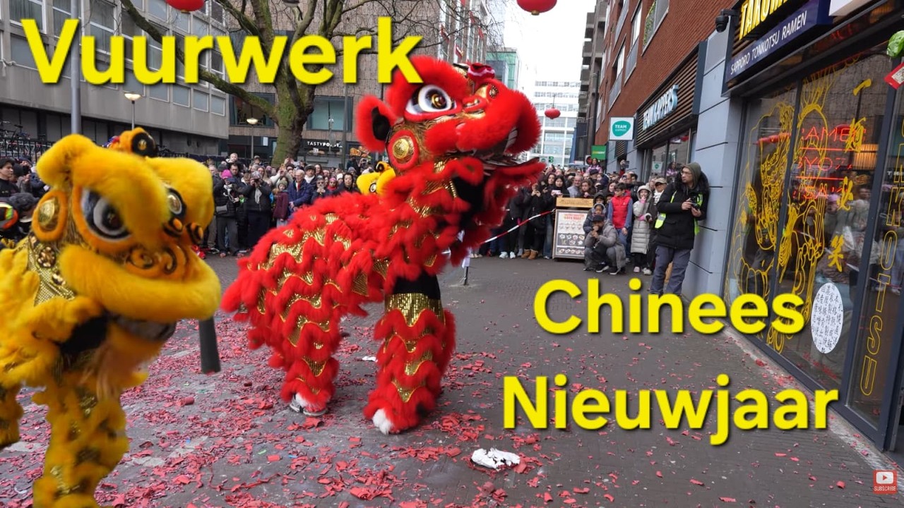 💥Vuurwerk💥Drakenoptocht💥Den Haag💥 Chinees Nieuwjaar💥Jaar van het paard💥Leeuwendans 💥Spectaculair