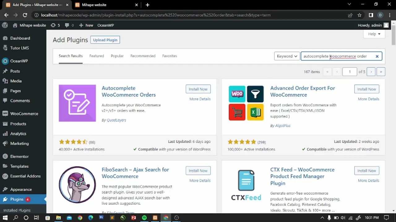 AutoComplete Order WooCommerce elearning project wordpress