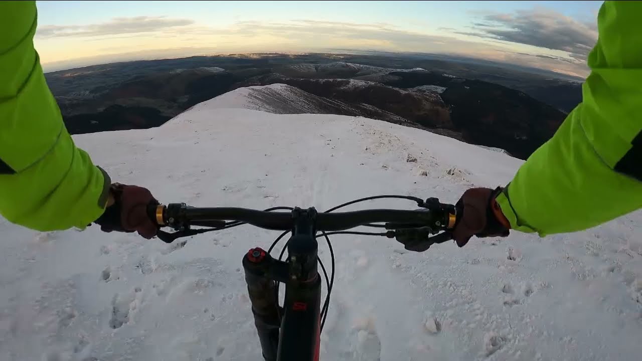 Mountain biking Lake District Grizedale Pike Sketchy Snow Descent