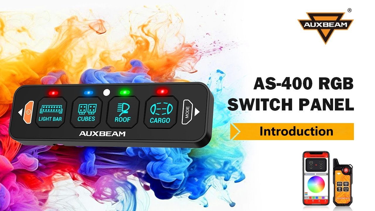 Auxbeam&reg; AS-400 RGB Switch Panel with APP&Remote Control, 3 Mode Supported (One-Sided Outlet)