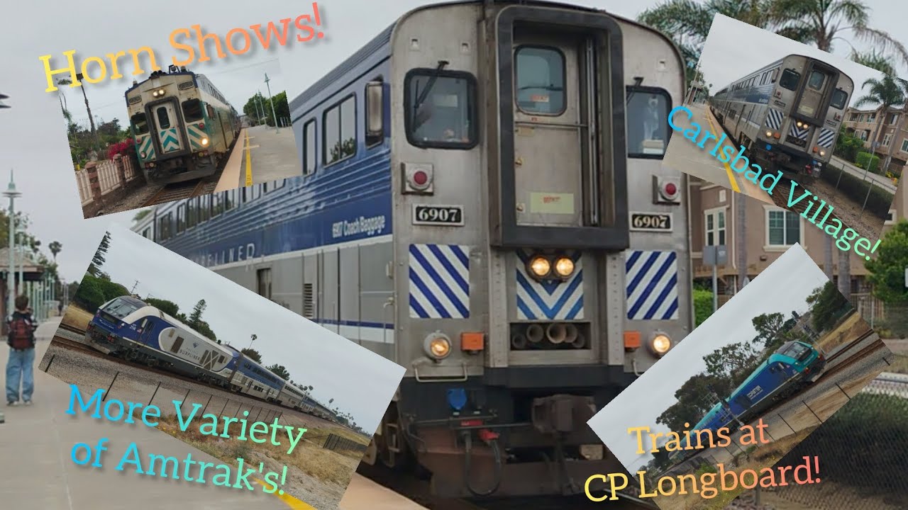 Coaster & Amtrak Surfliner Trains in Carlsbad and CP Longboard!