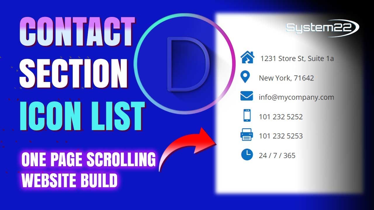 Тема Divi Как создать раздел «Контакты» Значок Информация Список 👍👍