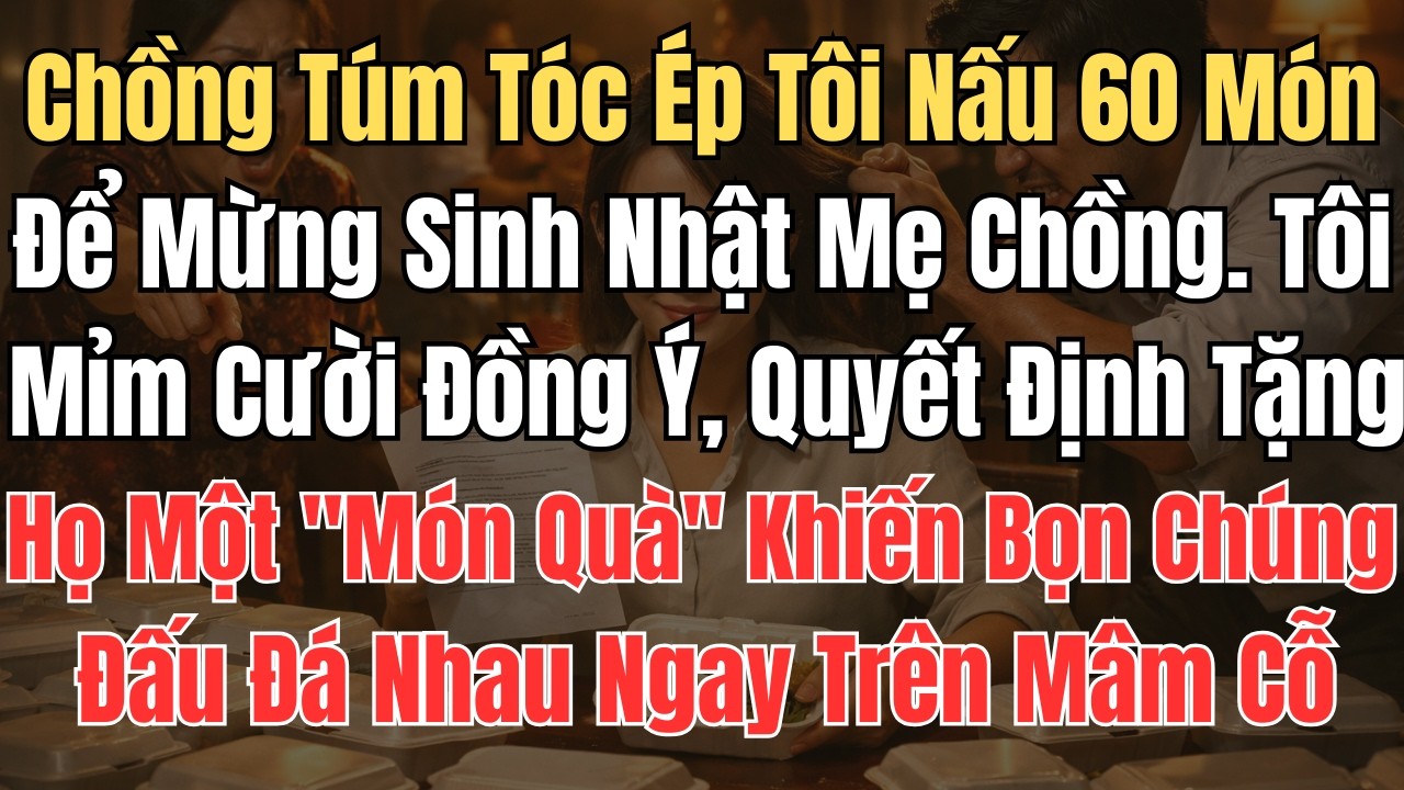 Chồng Túm Tóc Ép Tôi Nấu 60 Món Để Mừng Sinh Nhật Mẹ Chồng. Tôi Mỉm Cười Đồng Ý, Quyết Định Tặng Họ