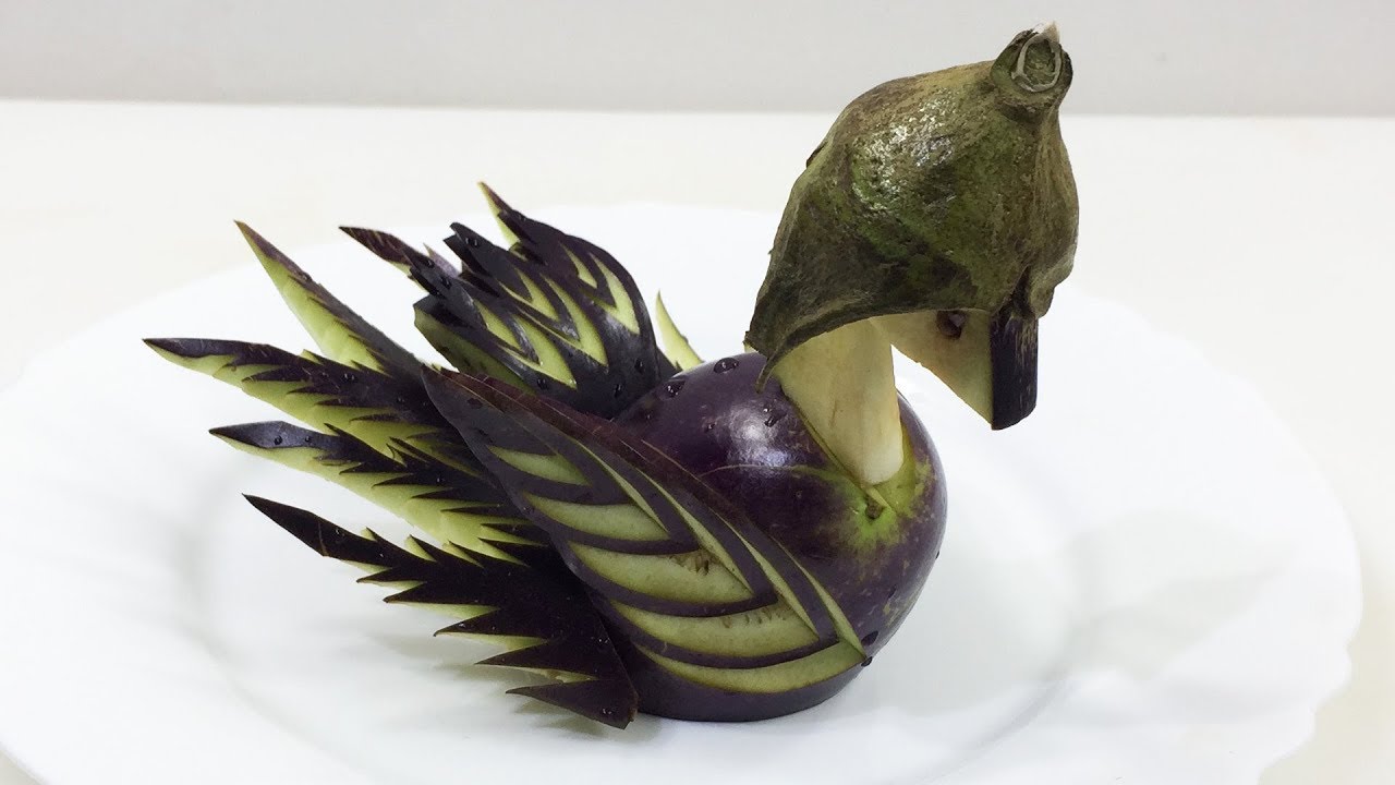 How To Make Eggplant Bird Carving Garnish