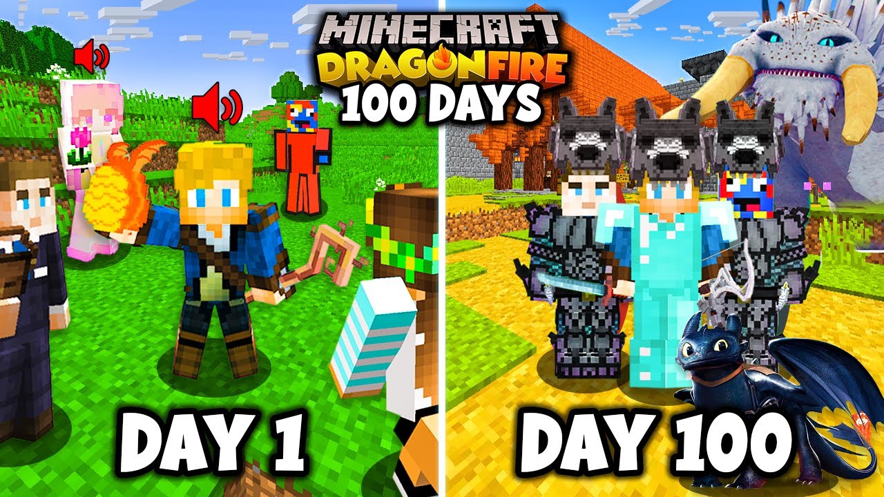 I Spent 100 Days in DRAGON FIRE Minecraft with FRIENDS! This is what happened...