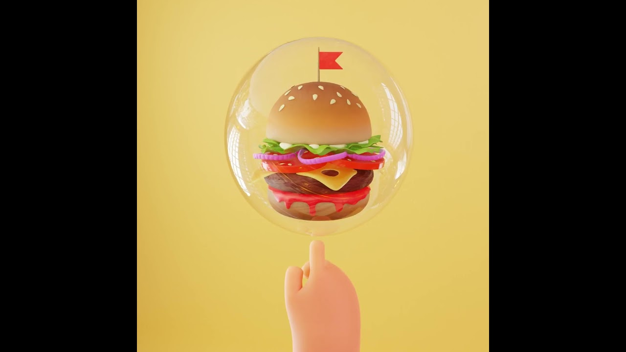 Hands & Food | Cartoon Burger Illustration | 3D Animation