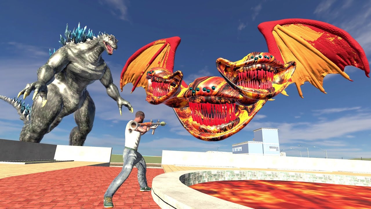 Franklin & Godzilla Fight With 3 Head Dragon El Gran Majà in Indian bike driving 3d: