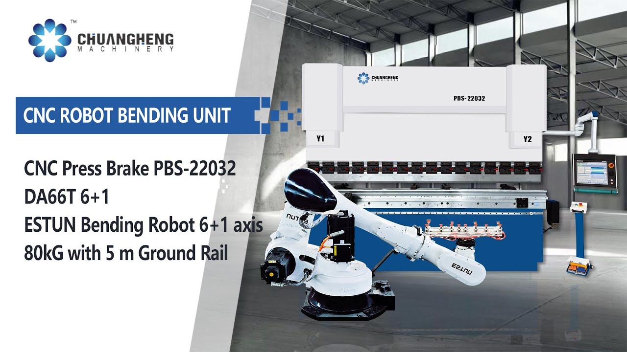 ESTUN Bending Robot CHD-PBS 220T3200  6+1 axis 80kG with 5 m Ground Rail Press Brake With Robot