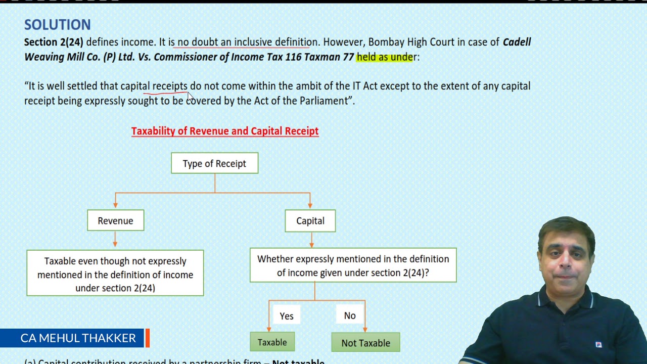 Taxability of Capital Receipt by CA Mehul Thakker